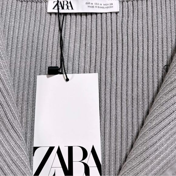 ZARA Sleeveless Ribbed Knit Corset Top Size M in Gray NWT - Picture 11 of 13